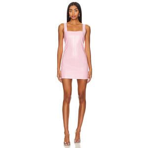 Show Me Your Mumu Woods Mini Dress Pink Faux Leather size L NWT $168msrp